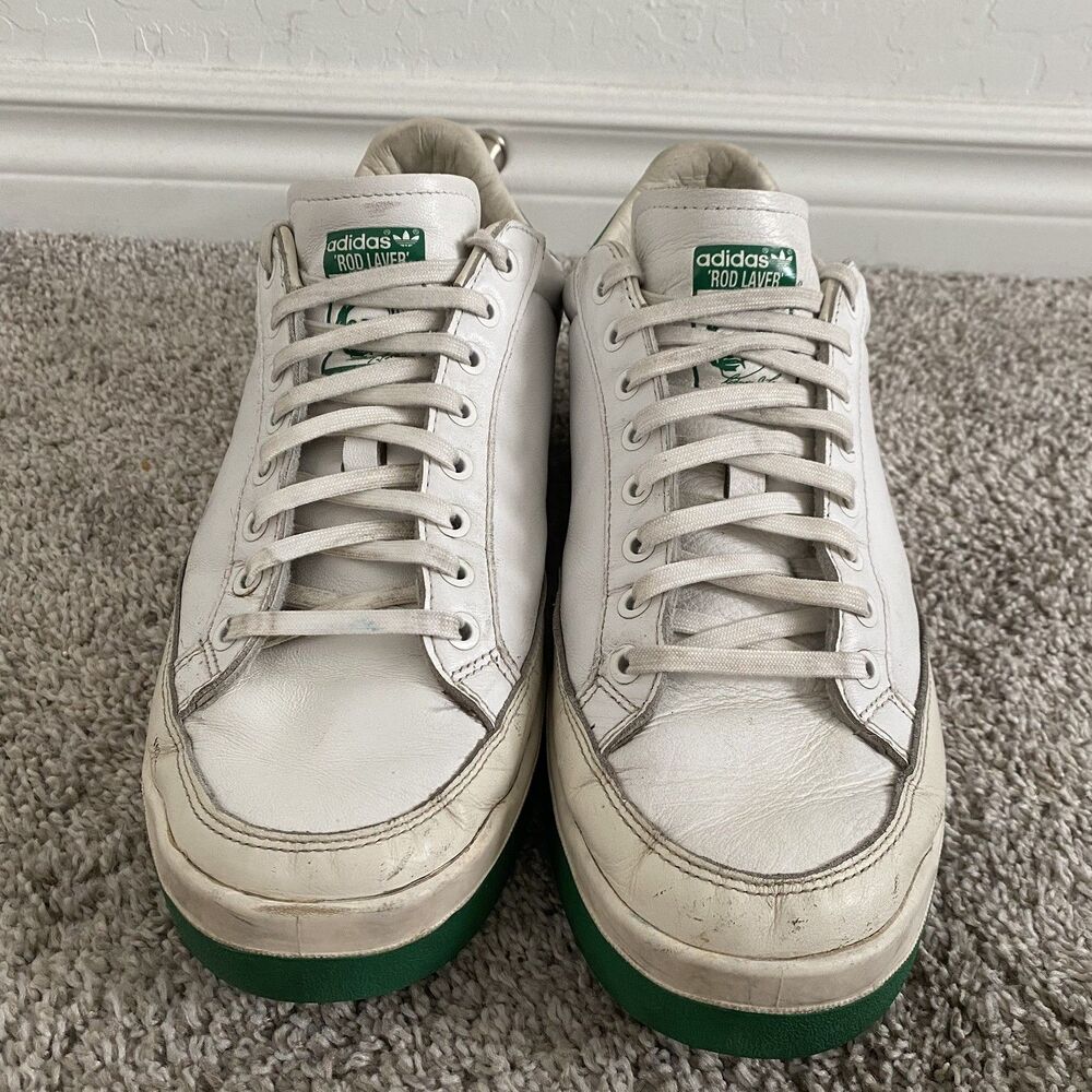 Adidas Originals Rod Laver 'Full Leather' Sneakers in White and Green - Size 12 - Picture 5 of 9